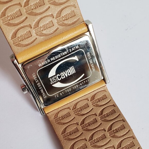 JUST CAVALLI Watch Wide Leather Strap Watch Yellow Cutout Lasercut - Picture 7 of 12
